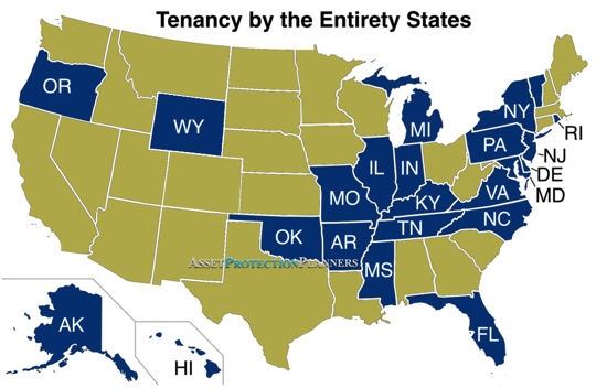 Tenancy by the Entirety States Map
