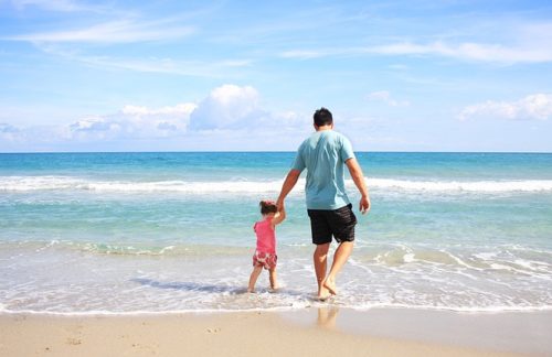 father daughter beach