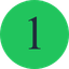 A black number 1 centered on a solid green circle with no other elements present.