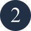 A white number 2 centered on a dark blue circular background.