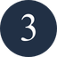 White number 3 centered in a dark blue circle on a light gray background.