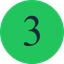 A large black number 3 is centered on a green circle with a plain background.