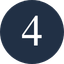 White number 4 centered on a dark blue circular background.